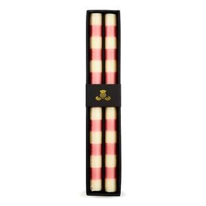 NEW Mackenzie-Childs Bands Pink Dinner Candles Set of 2